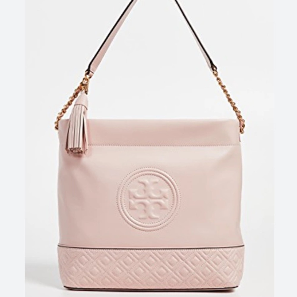 New Tory Burch Fleming tote in color shell pink.